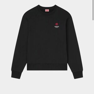 Kenzo Black Crewneck Sweatshirt with Red Flower Logo